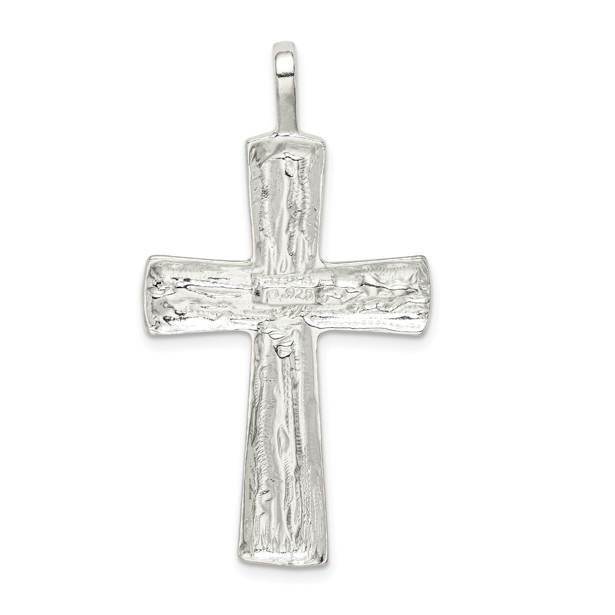 Sterling Silver Cross Pendant with Hammered Textured Design for Men and Women