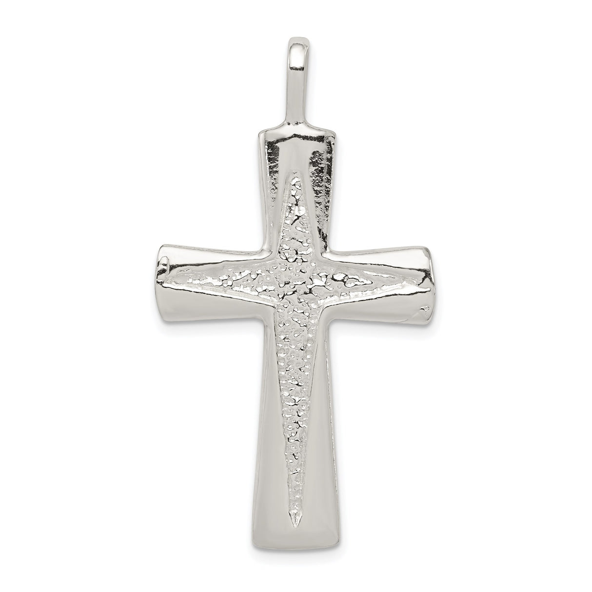 Sterling Silver Cross Pendant with Hammered Textured Design for Men and Women