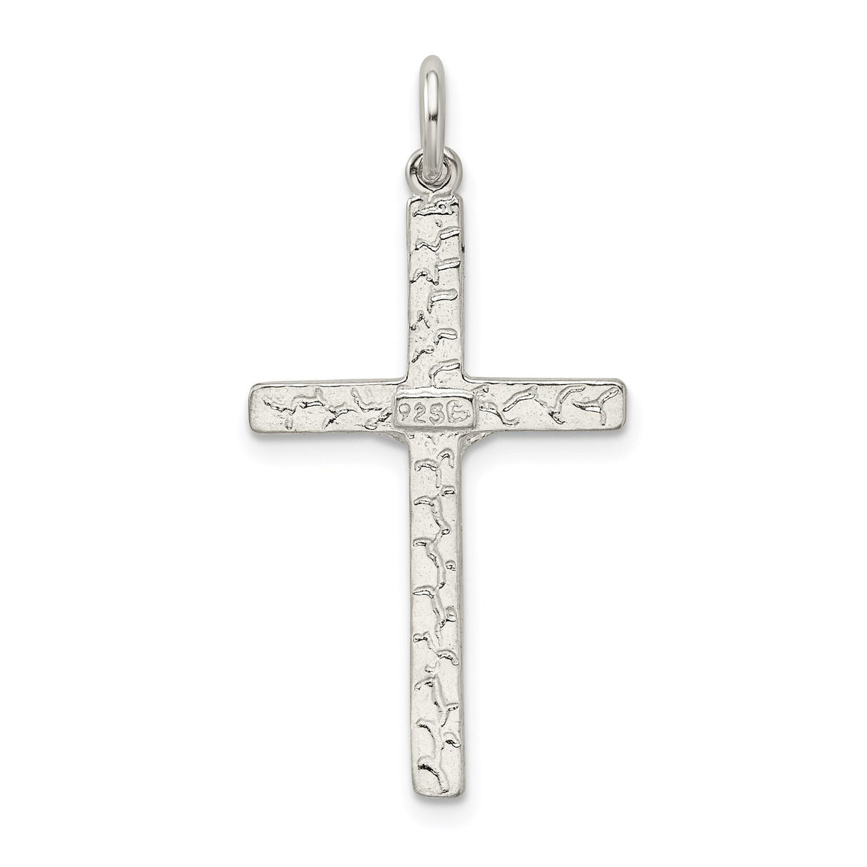 Sterling Silver Crucifix Cross Pendant with Detailed Jesus Figure and Mirror Finish