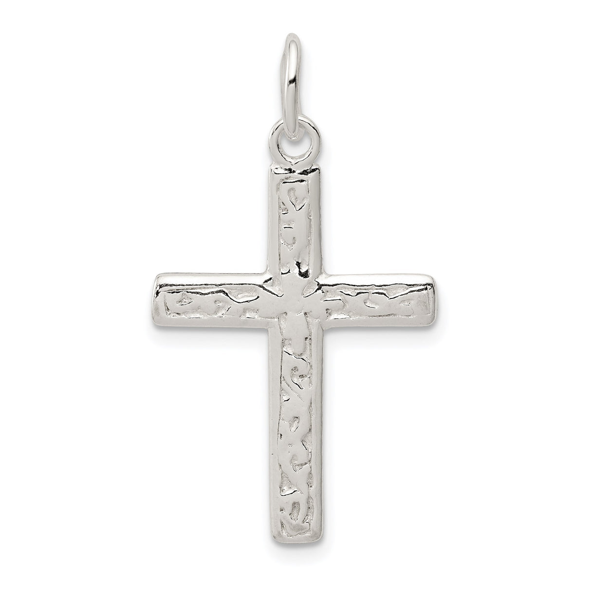 Sterling Silver Cross Pendant with Textured Detail, Modern Unisex Religious Jewelry