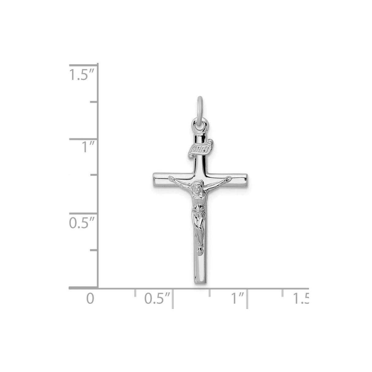 Sterling Silver Crucifix Pendant Featuring Jesus on Cross with INRI Charm