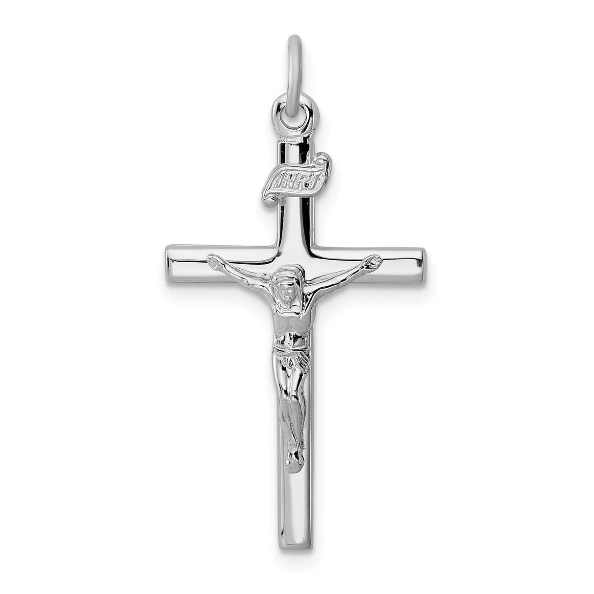 Sterling Silver Crucifix Pendant Featuring Jesus on Cross with INRI Charm