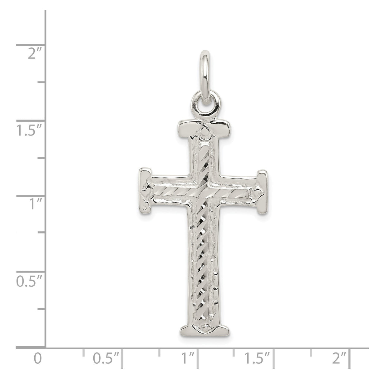 Sterling Silver Cross Pendant with Diamond Cut Detail, Modern Religious Design for Men and Women