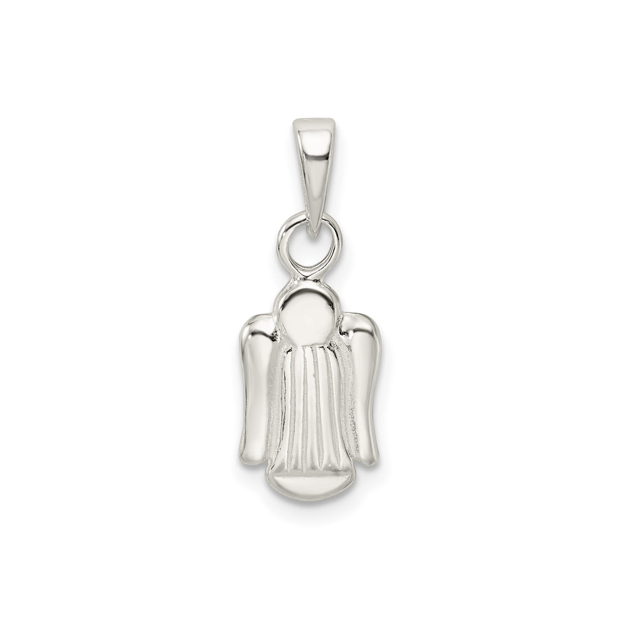 Sterling Silver Angel Pendant with Outstretched Wings, Christian Religious Charm