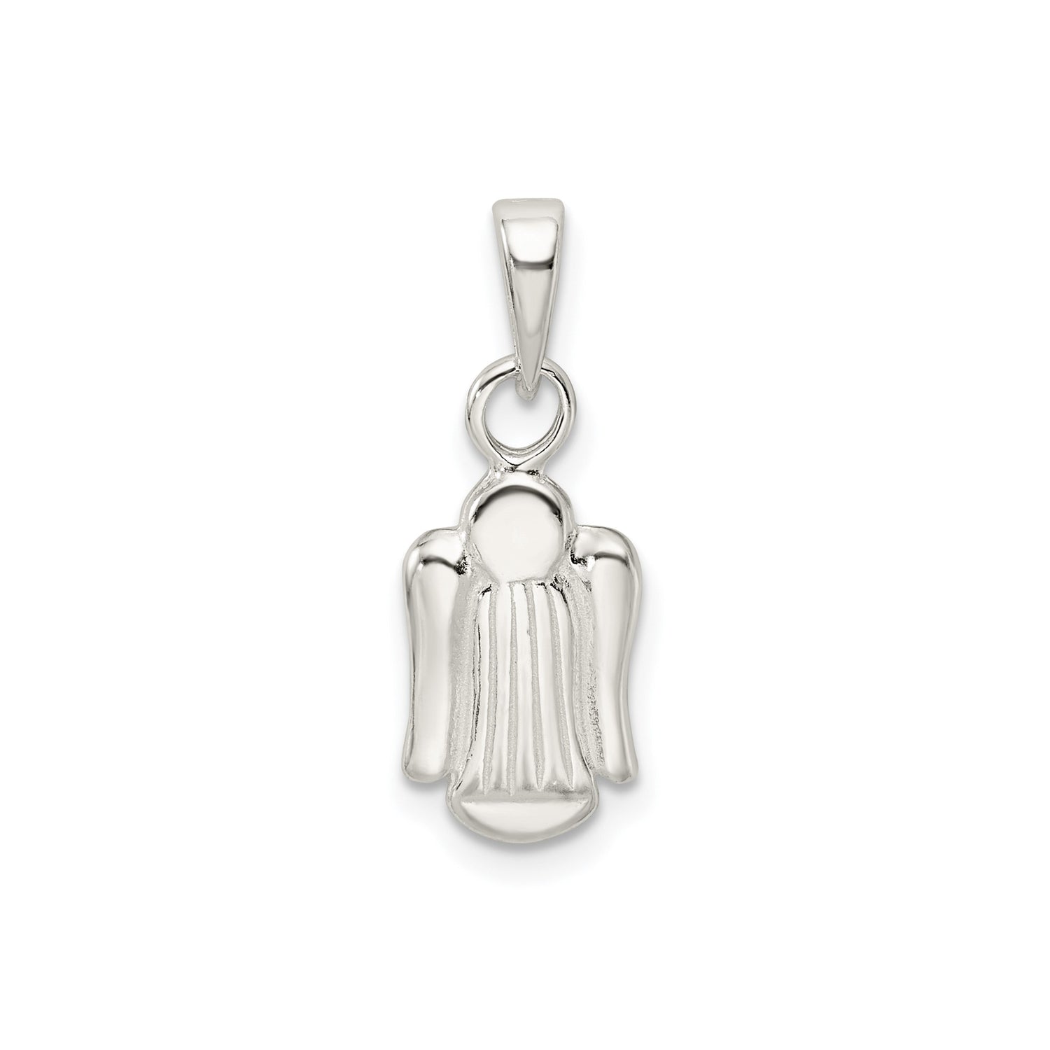 Sterling Silver Angel Pendant with Outstretched Wings, Christian Religious Charm