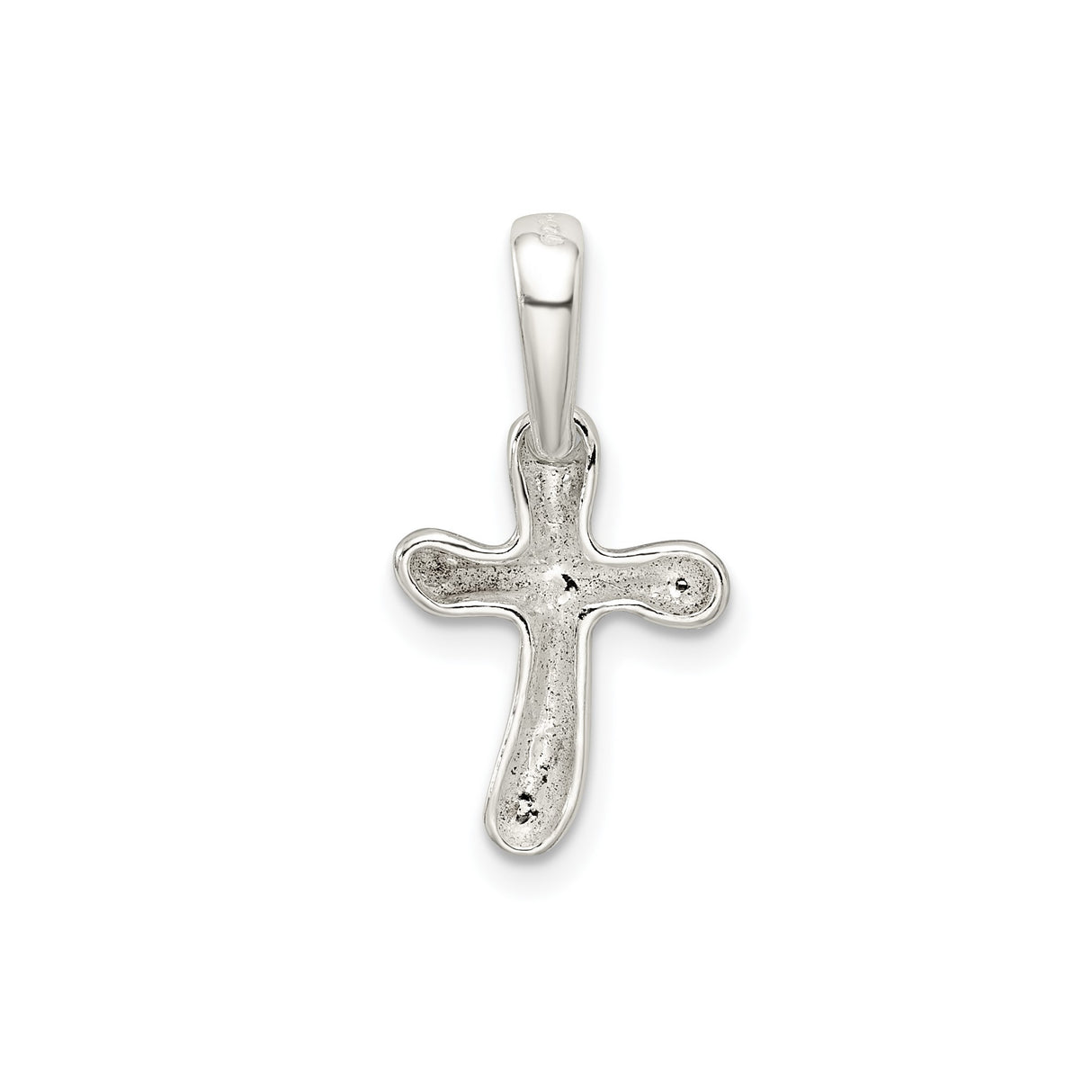 Sterling Silver Cross Pendant with Rounded Edges, Modern Minimalist Style, Unisex Design