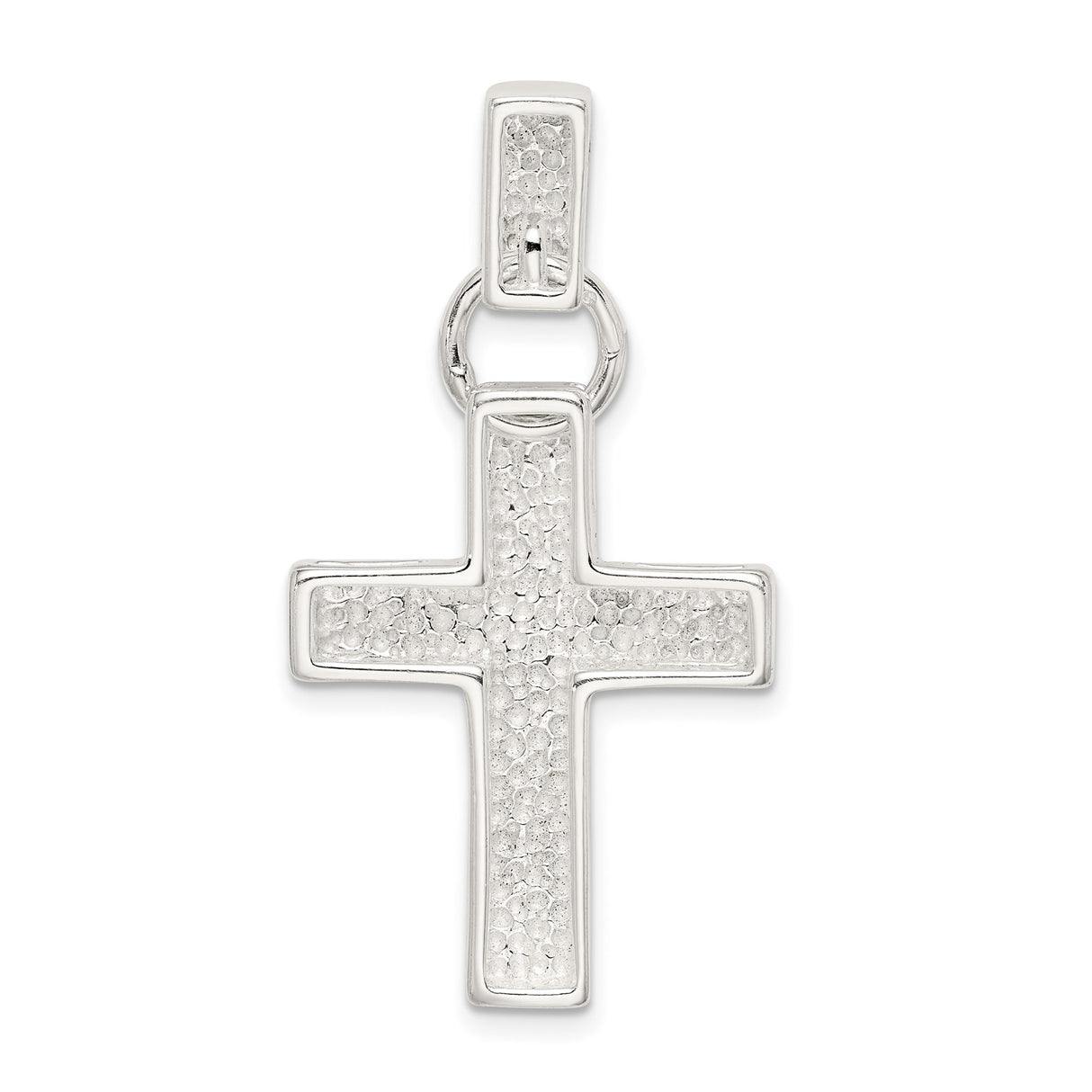 Sterling Silver Cross Pendant with Sleek Polished Latin Design, Unisex Religious Charm