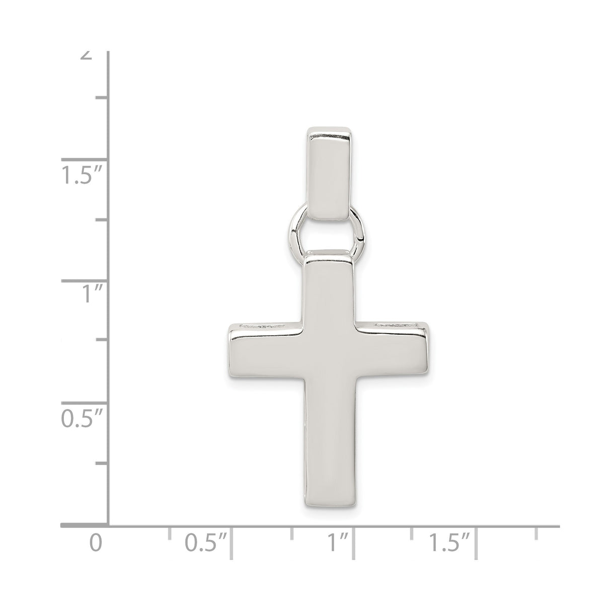 Sterling Silver Cross Pendant with Sleek Polished Latin Design, Unisex Religious Charm