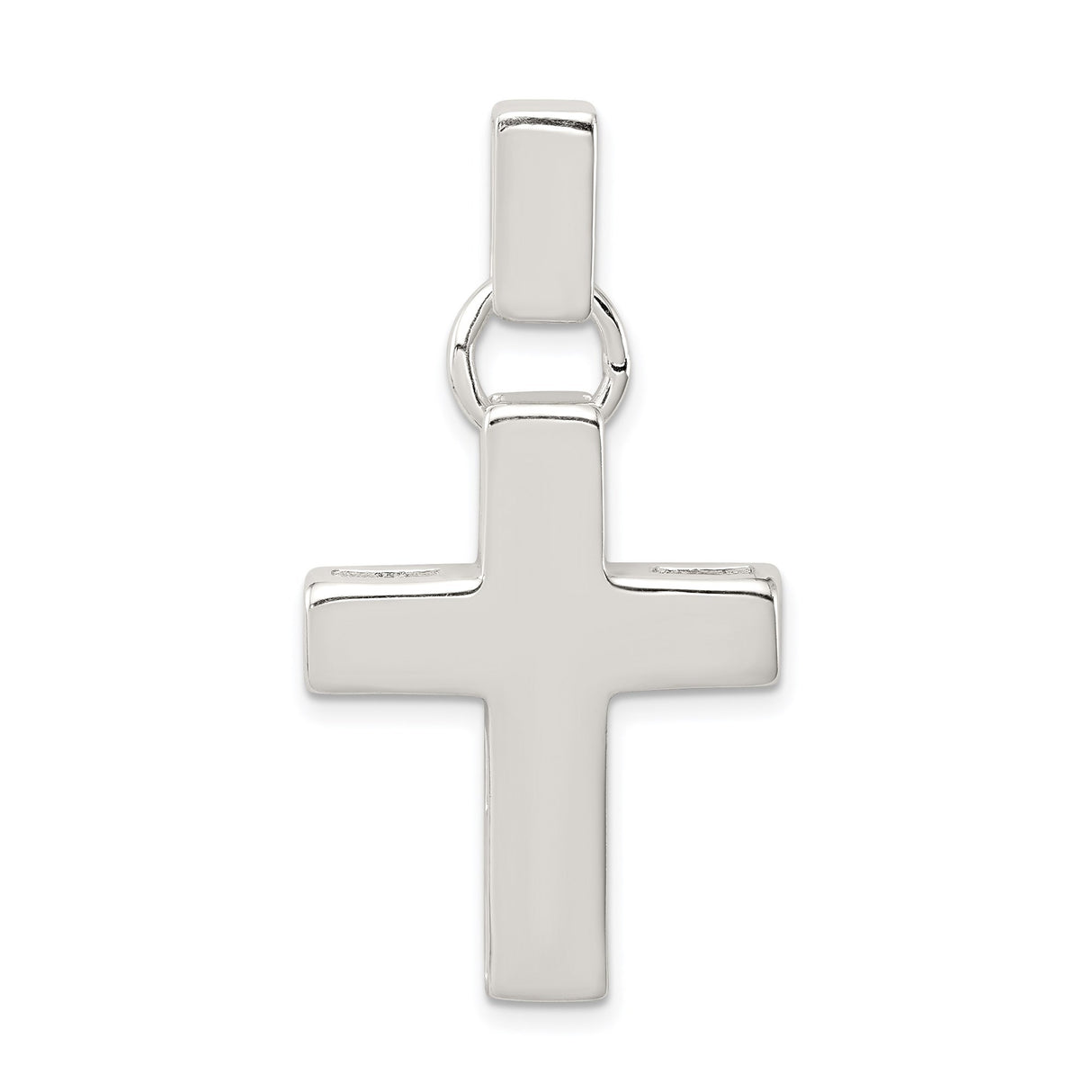 Sterling Silver Cross Pendant with Sleek Polished Latin Design, Unisex Religious Charm