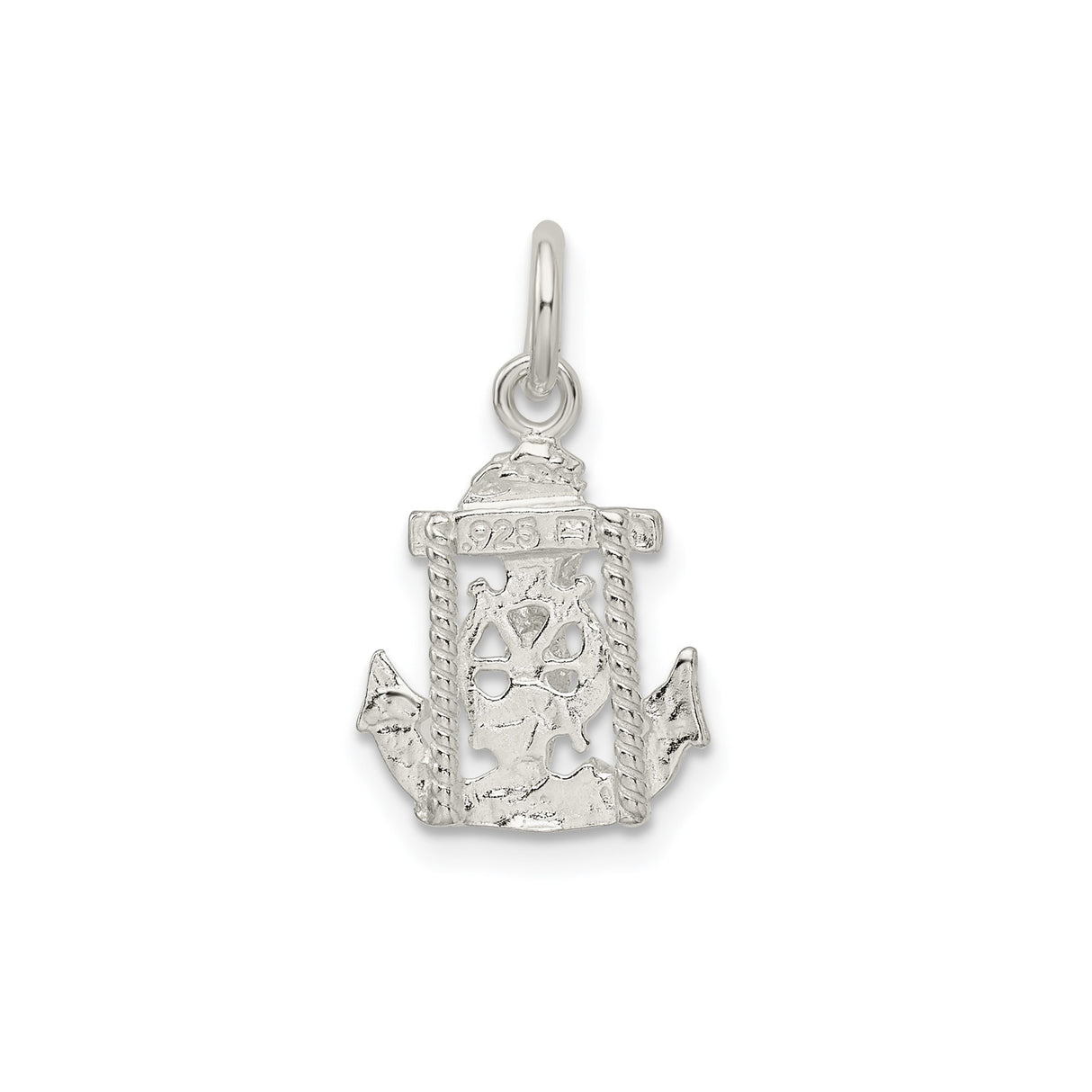 Sterling Silver Anchor Cross Pendant with Twisted Rope Detail, Nautical and Religious Theme