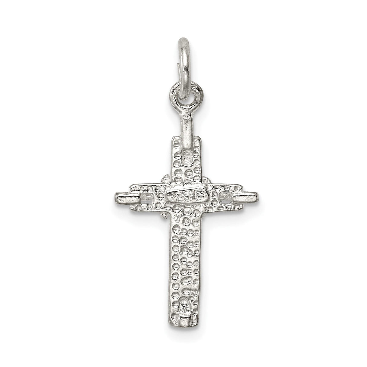 Sterling Silver Crucifix Cross Pendant with INRI and Wood Grain Texture for Men and Women