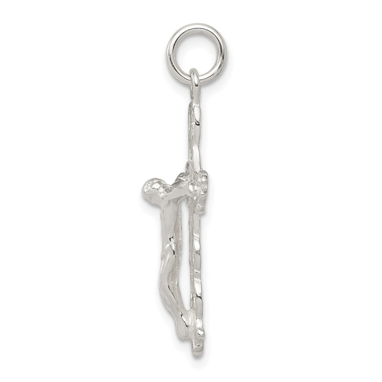 Sterling Silver Crucifix Cross Pendant with Textured Detailing, Christian Religious Charm