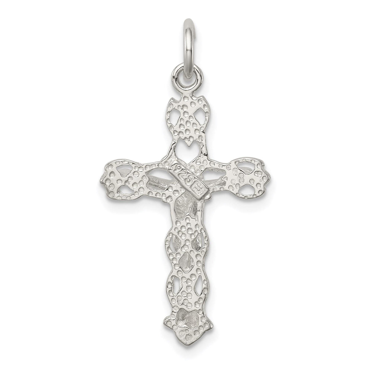 Sterling Silver Crucifix Cross Pendant with Textured Detailing, Christian Religious Charm
