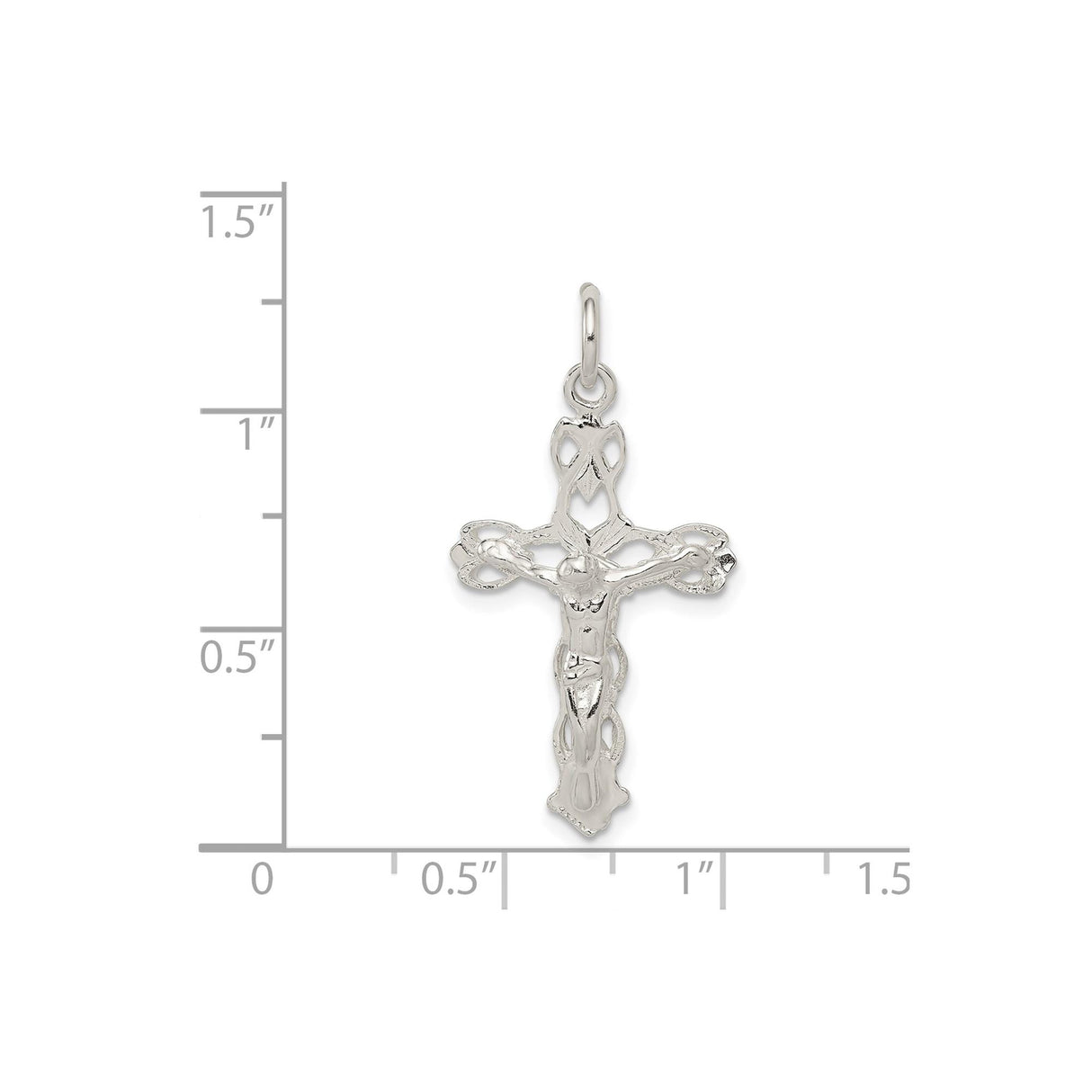 Sterling Silver Crucifix Cross Pendant with Textured Detailing, Christian Religious Charm