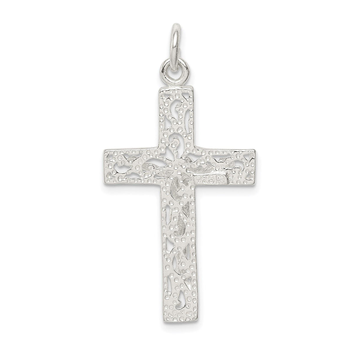 Sterling Silver Crucifix Pendant with Ornate Filigree Cross and INRI Detail