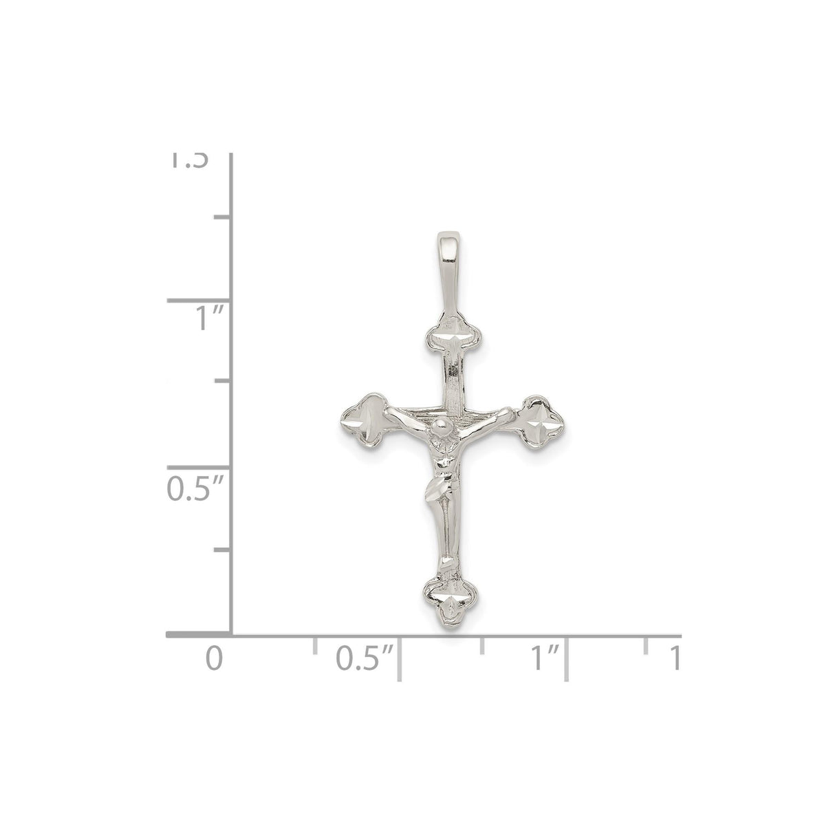 Sterling Silver Crucifix Cross Pendant with Mid Relief Jesus Figure Design