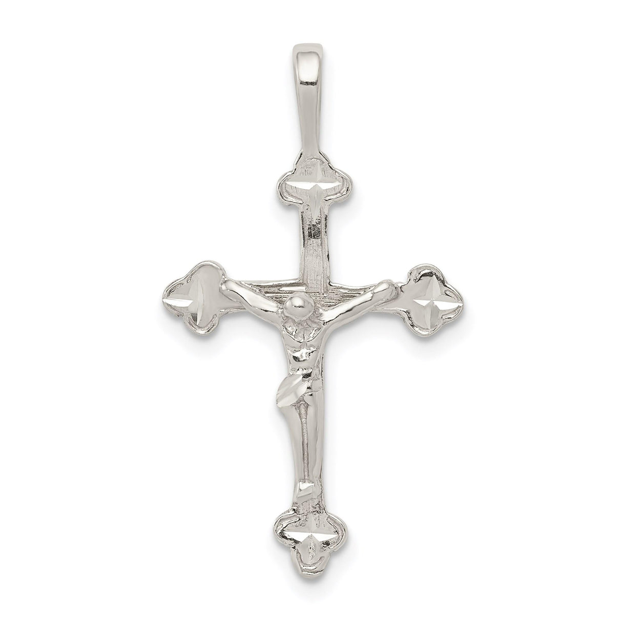 Sterling Silver Crucifix Cross Pendant with Mid Relief Jesus Figure Design