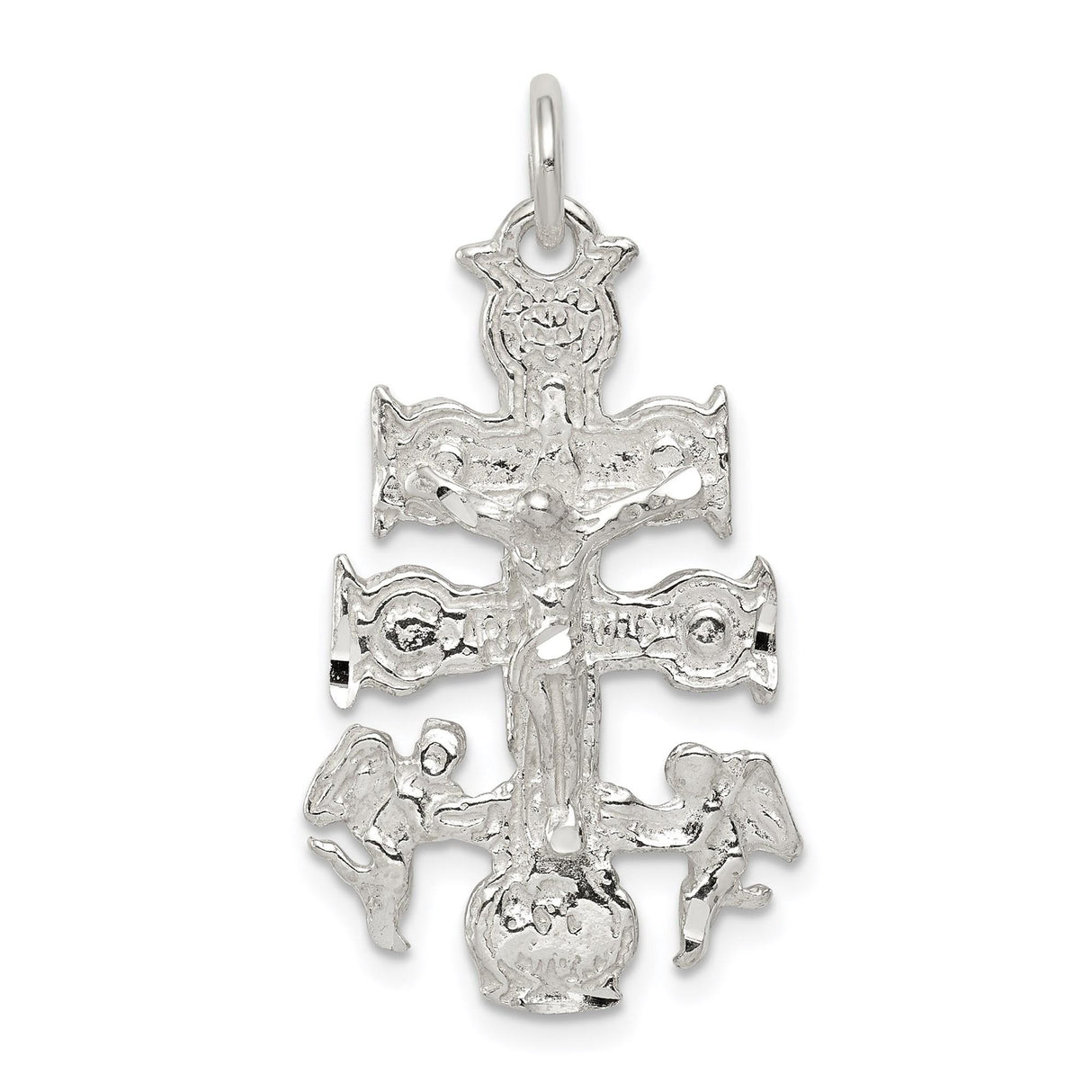 Sterling Silver Crucifix Cross Pendant with Eastern Orthodox Design for Unisex