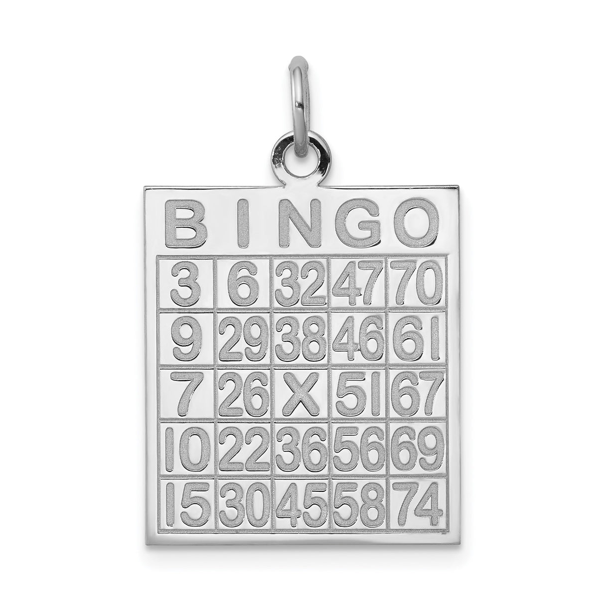 Sterling Silver Bingo Card Pendant, Detailed Game Board Design, Unisex Charm