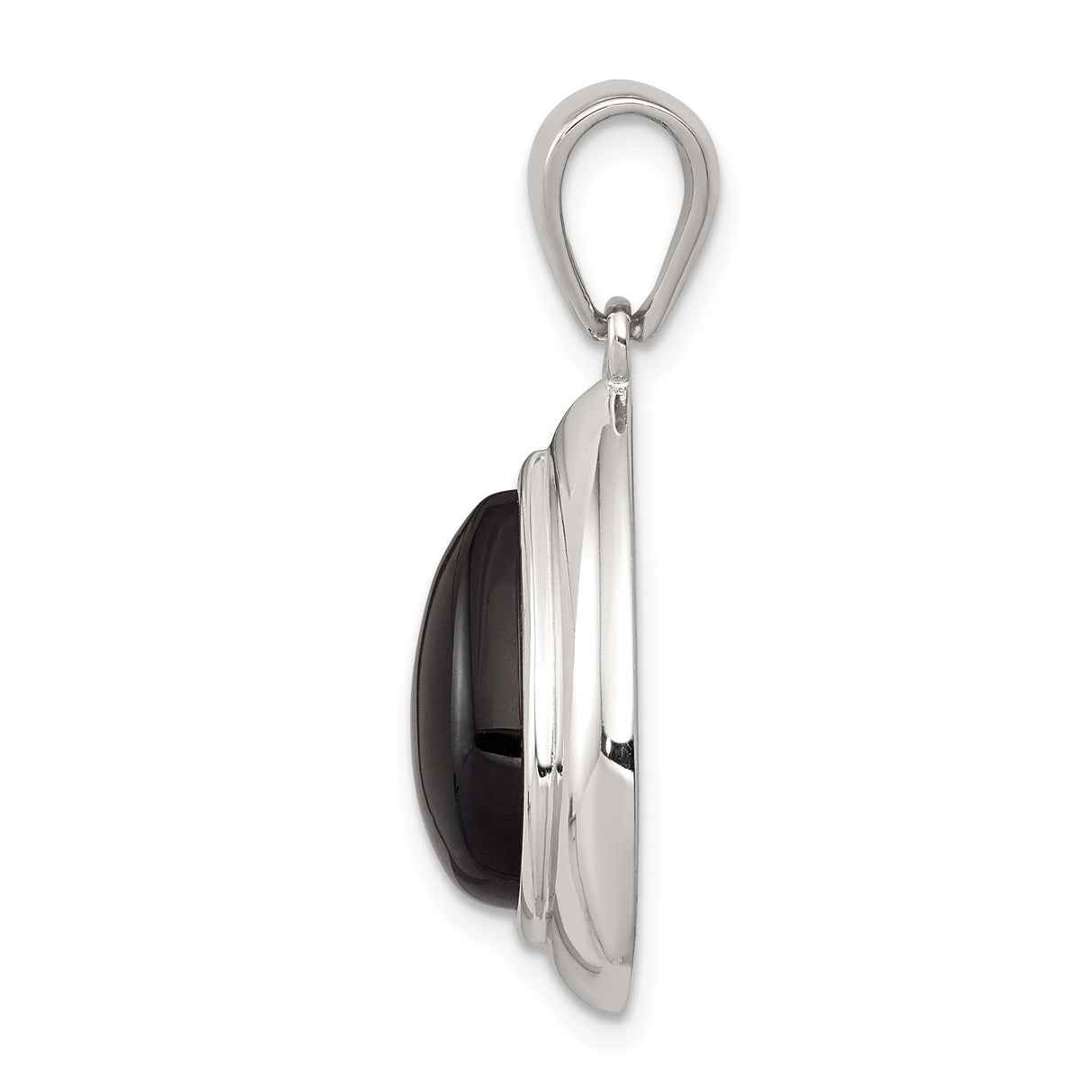 Sterling Silver Teardrop Pendant with Black Onyx, Sleek Minimalist Design for Women