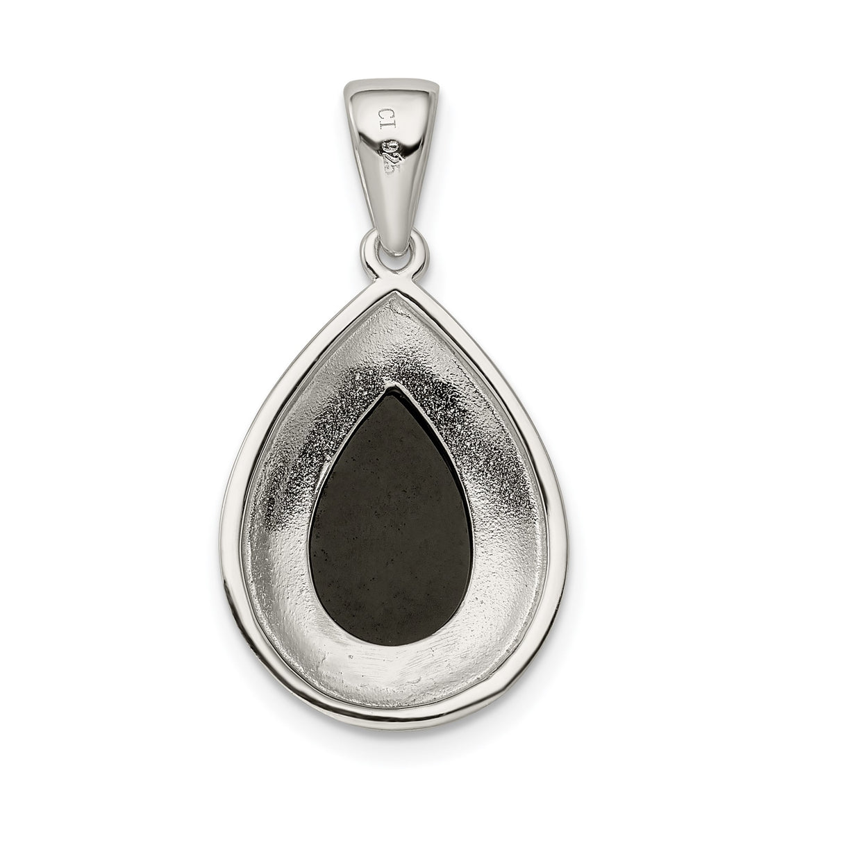 Sterling Silver Teardrop Pendant with Black Onyx, Sleek Minimalist Design for Women