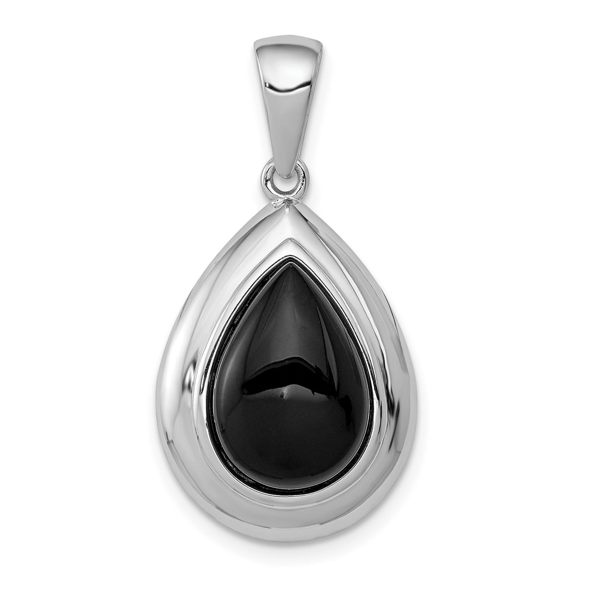 Sterling Silver Teardrop Pendant with Black Onyx, Sleek Minimalist Design for Women