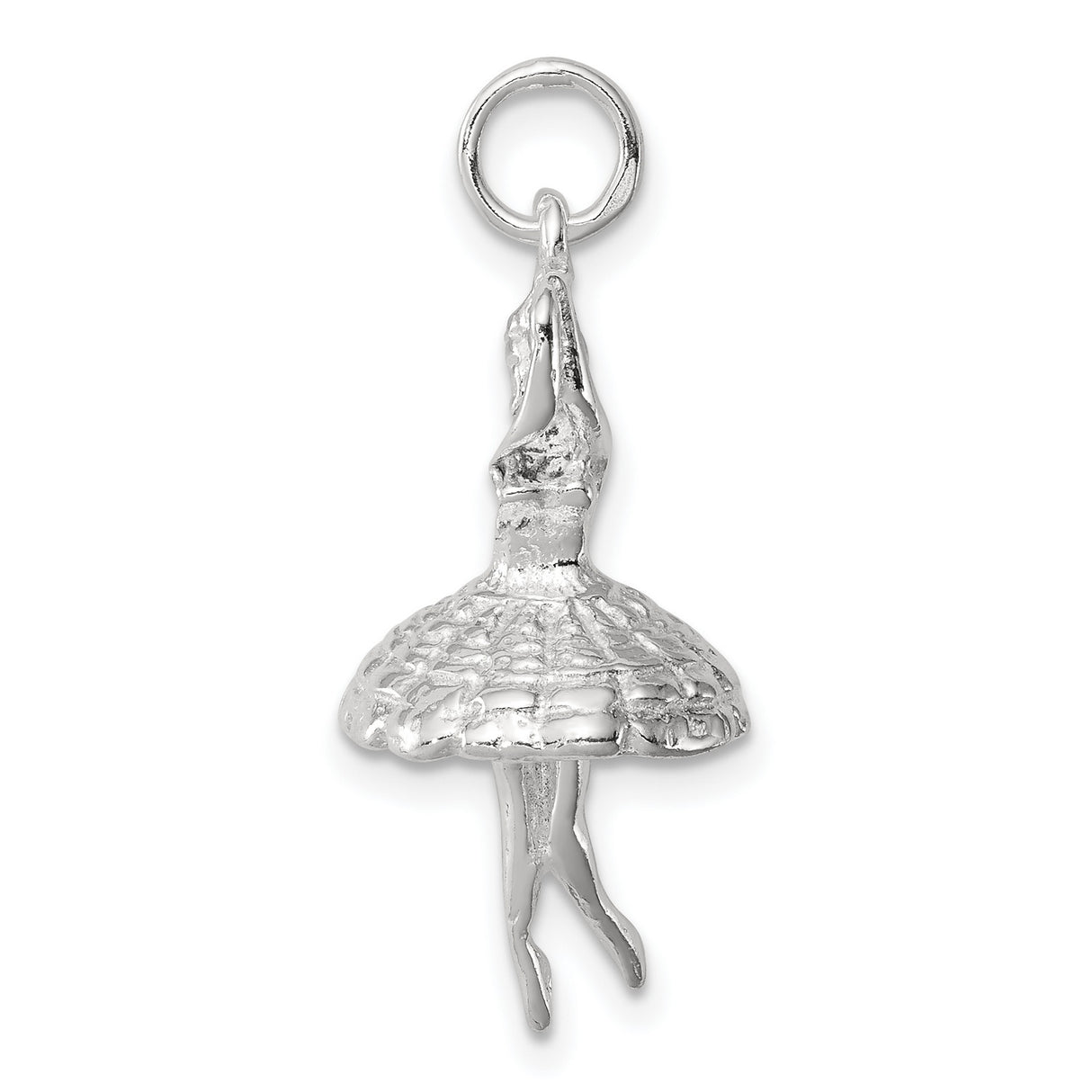 Leaping Ballerina Charm Pendant in Real 925 Sterling Silver