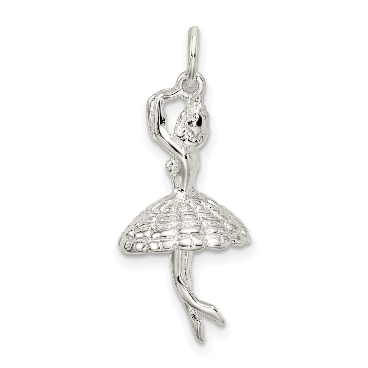 Leaping Ballerina Charm Pendant in Real 925 Sterling Silver