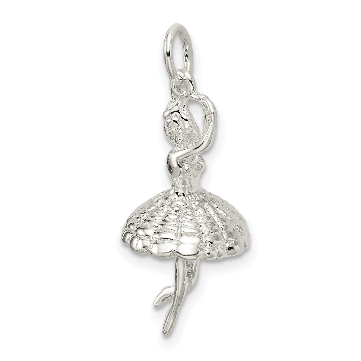 Leaping Ballerina Charm Pendant in Real 925 Sterling Silver