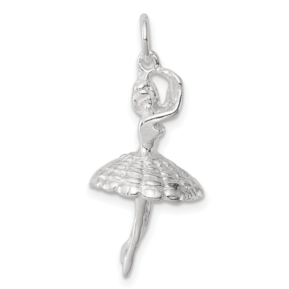 Leaping Ballerina Charm Pendant in Real 925 Sterling Silver