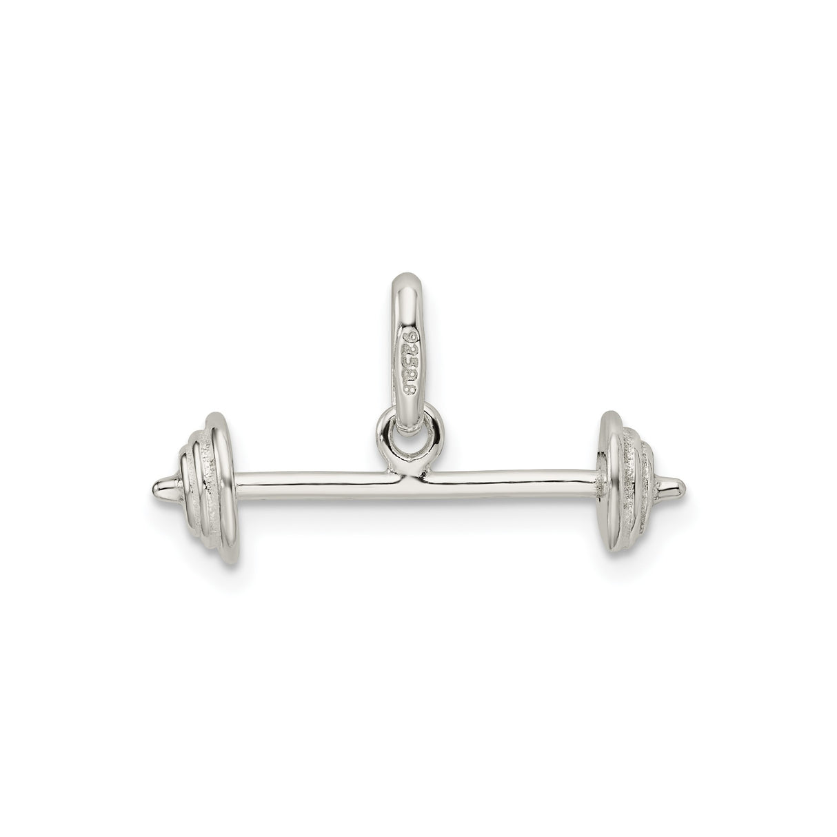 Sterling Silver Barbell Pendant, Dumbbell Charm Symbolizing Strength and Dedication, Unisex Fitness Jewelry