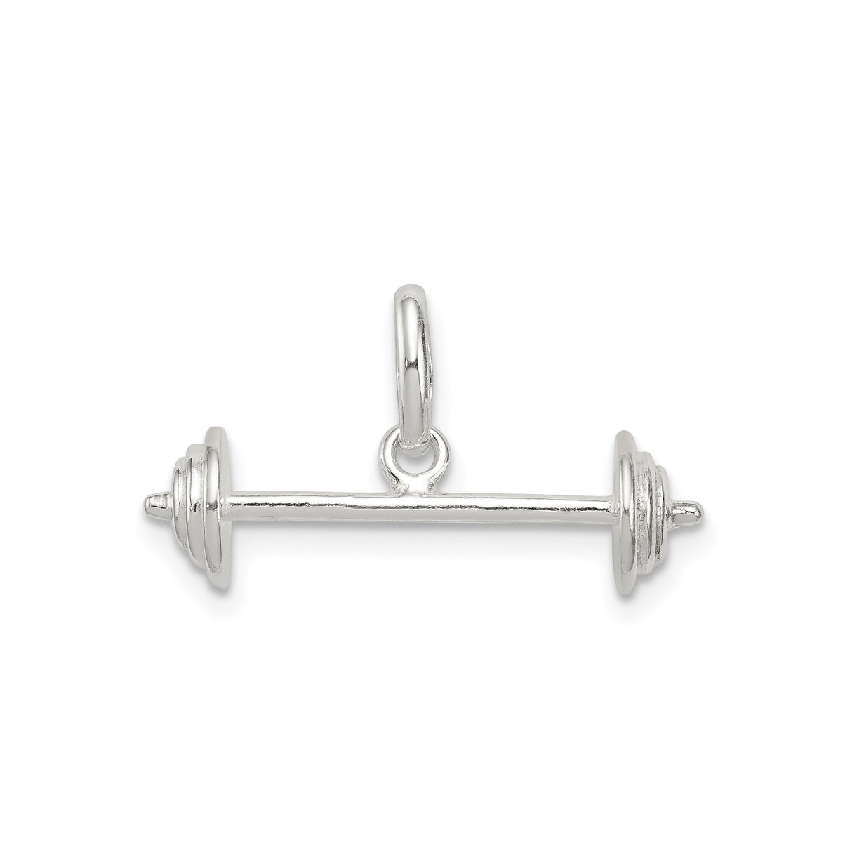 Sterling Silver Barbell Pendant, Dumbbell Charm Symbolizing Strength and Dedication, Unisex Fitness Jewelry