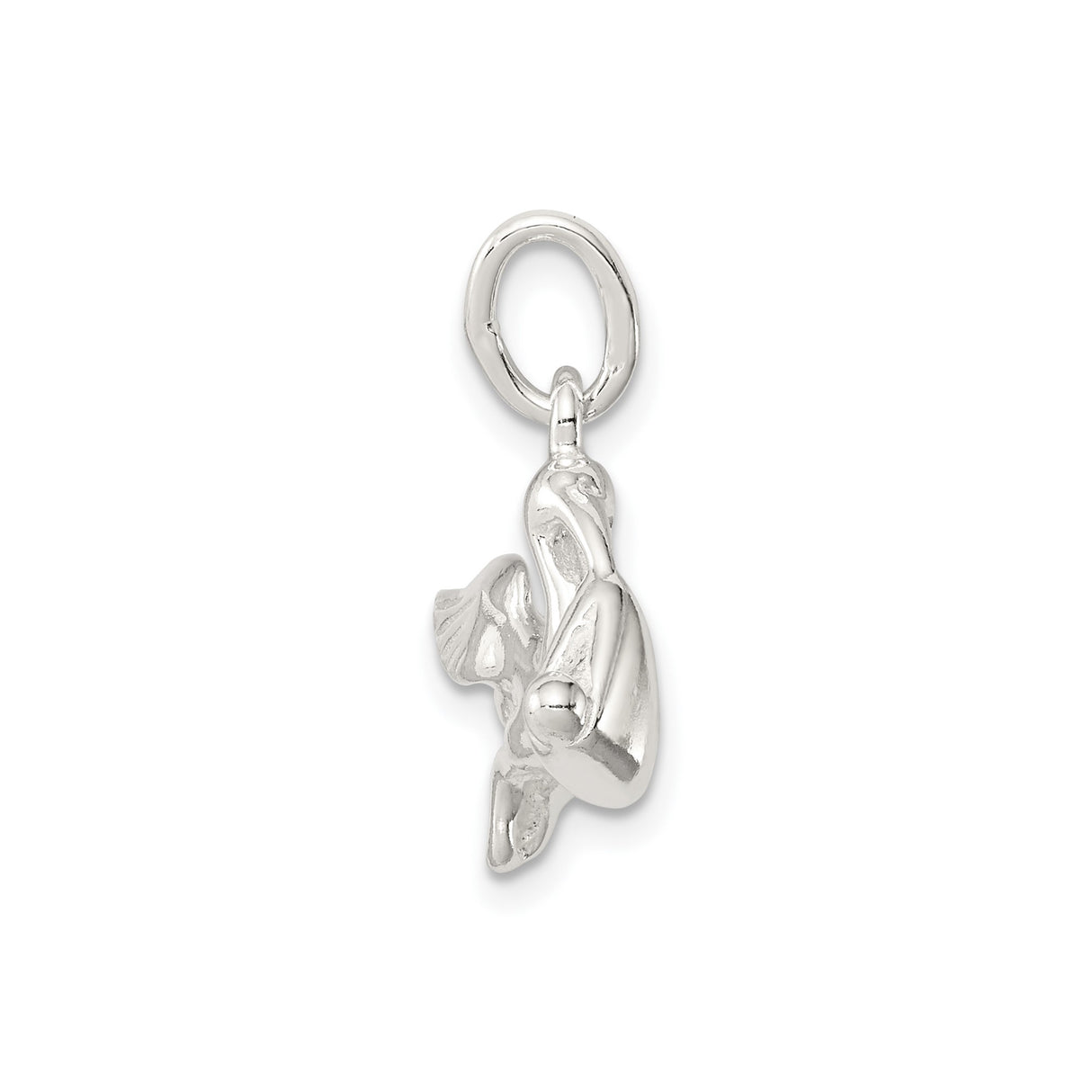 Sterling Silver Stork Charm Pendant Featuring Flying Bird and Baby Bundle, Maternity Theme