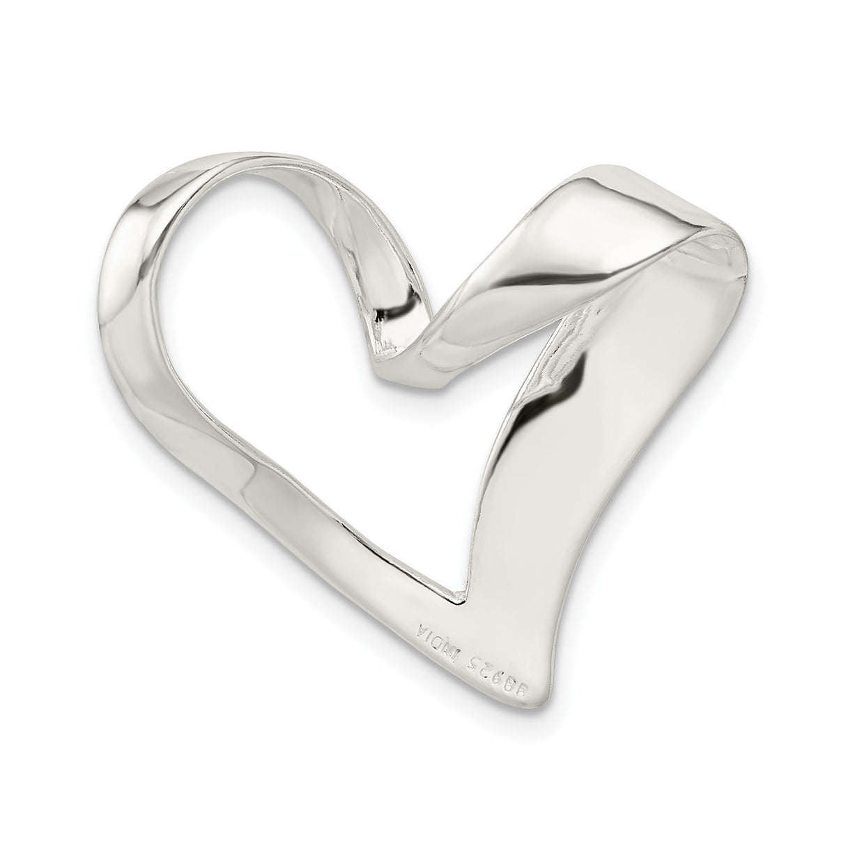 Sterling Silver Heart Pendant, Abstract Open Design, Minimalist Modern Style for Women