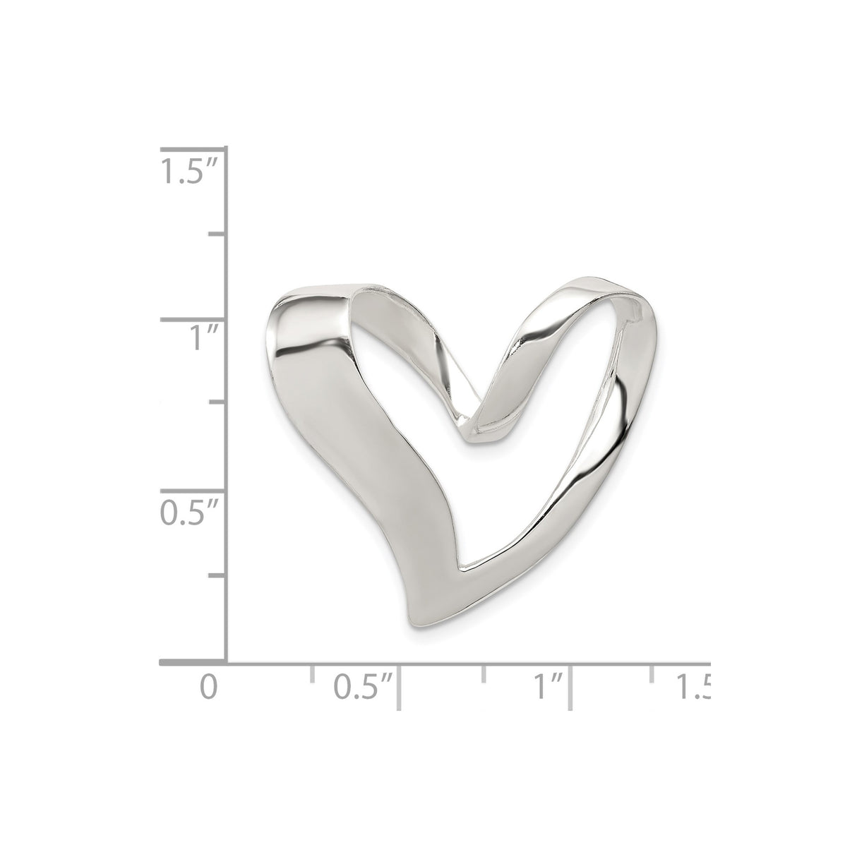 Sterling Silver Heart Pendant, Abstract Open Design, Minimalist Modern Style for Women
