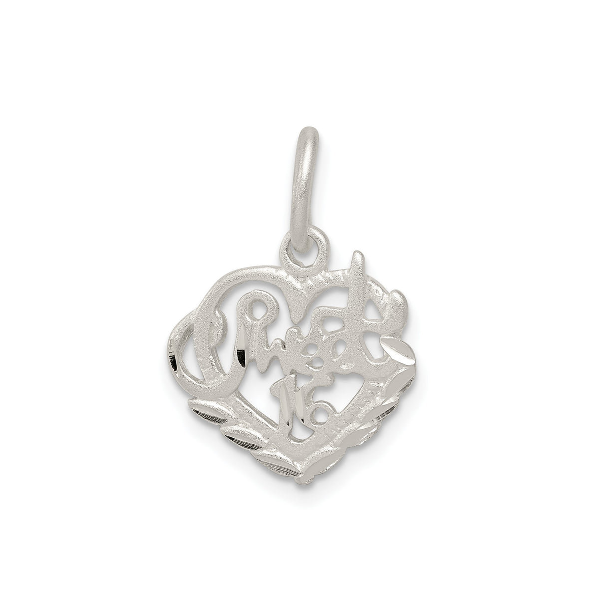 Sterling Silver Quinceañera 15 Heart Pendant Charm, Stylized Script, Cultural Keepsake for Teen Girl