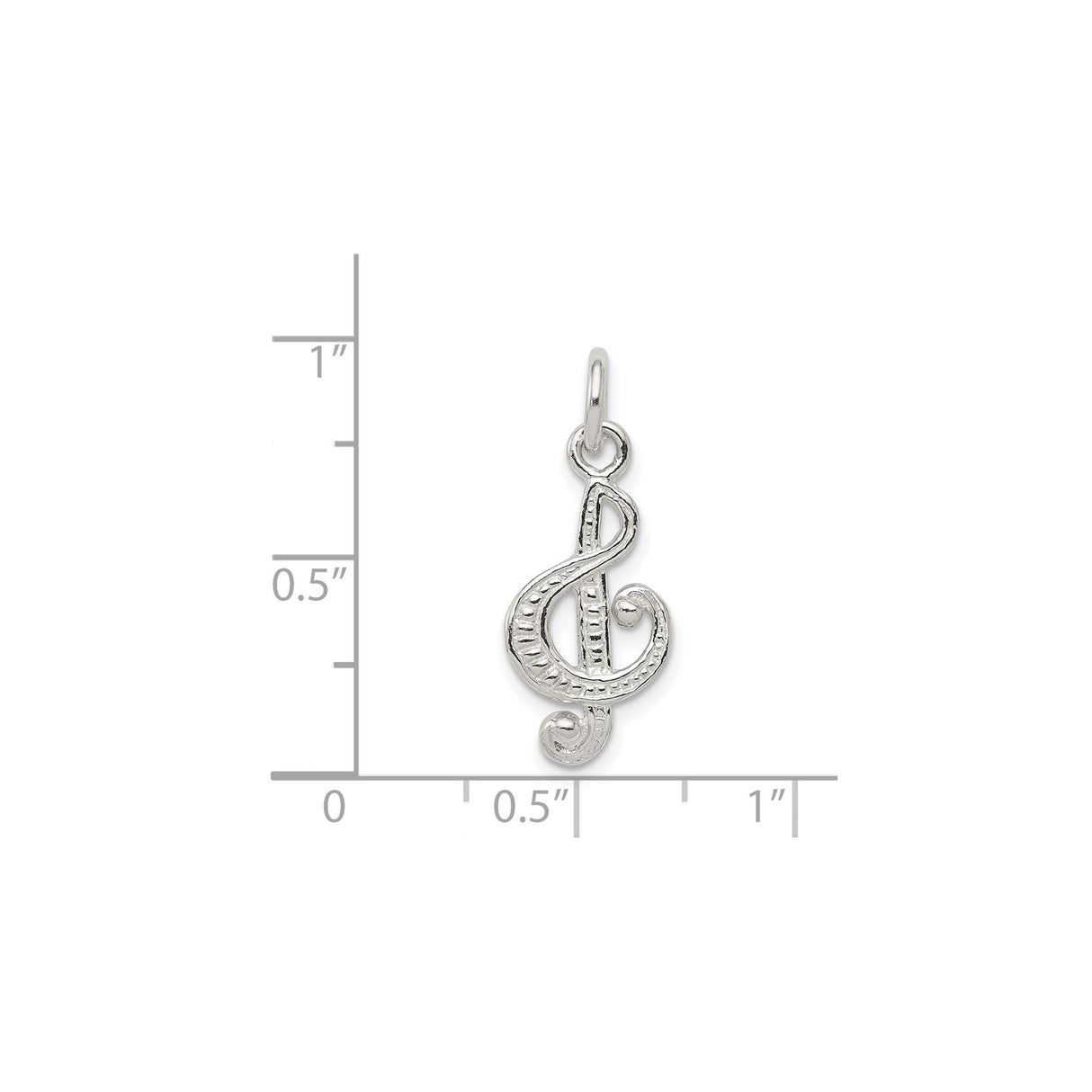 Sterling Silver Treble Clef Pendant, Music Note Charm for Women or Unisex Jewelry