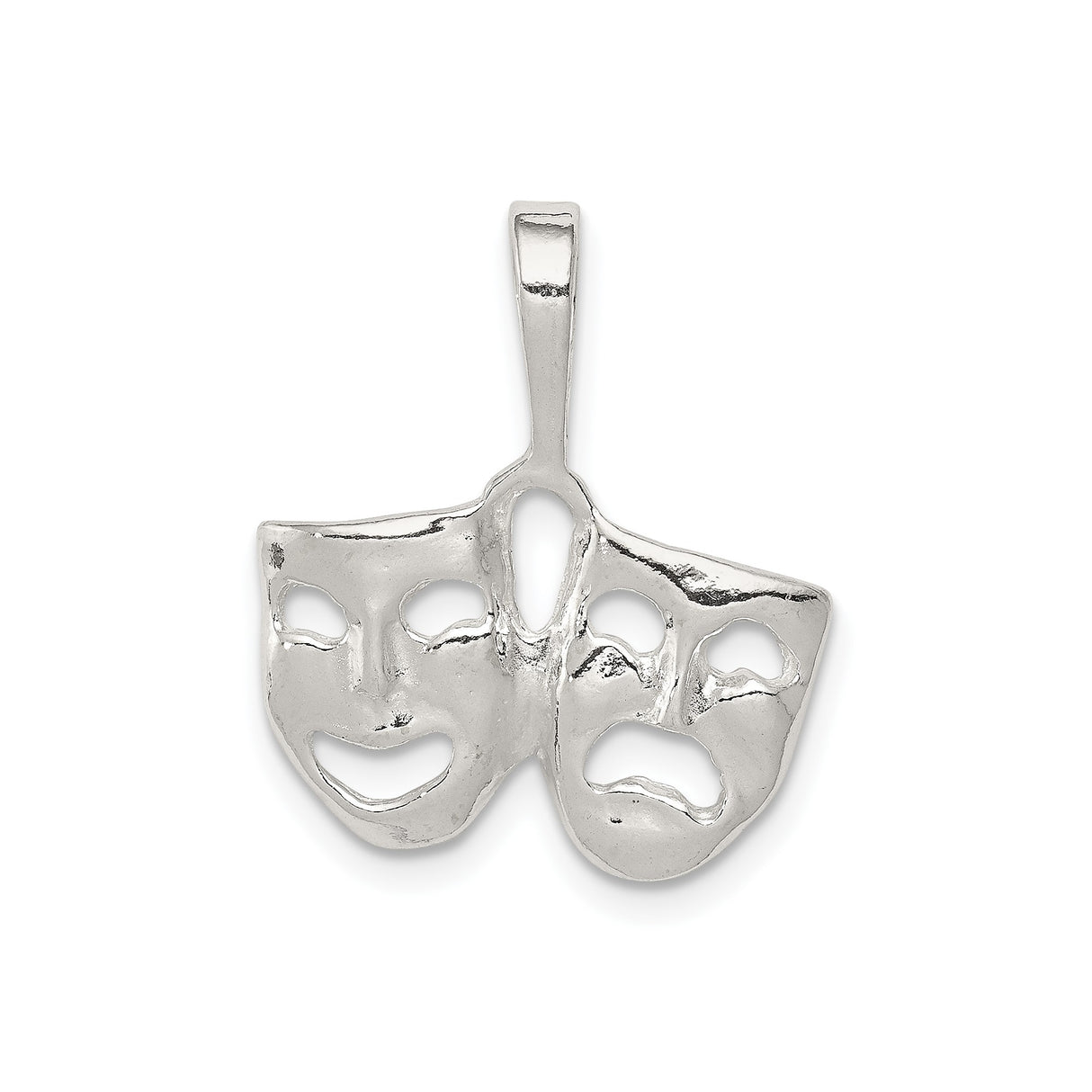Sterling Silver Comedy and Tragedy Mask Pendant, Theater Drama Charm for Actors