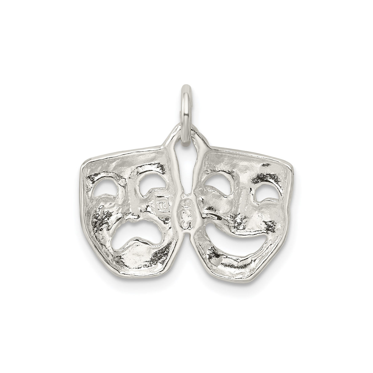 Sterling Silver Comedy and Tragedy Mask Pendant, Greek Theater Drama Charm