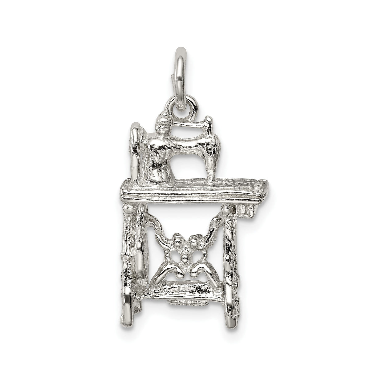 Sterling Silver Sewing Machine Pendant, Vintage Treadle Design Craft Charm