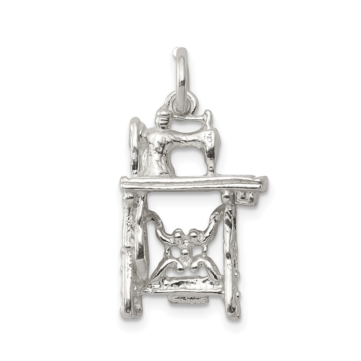 Sterling Silver Sewing Machine Pendant, Vintage Treadle Design Craft Charm