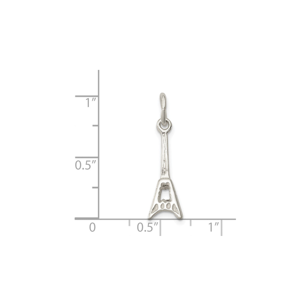 Sterling Silver Electric Guitar Pendant, V Style Rock Jewelry Charm for Music Lovers