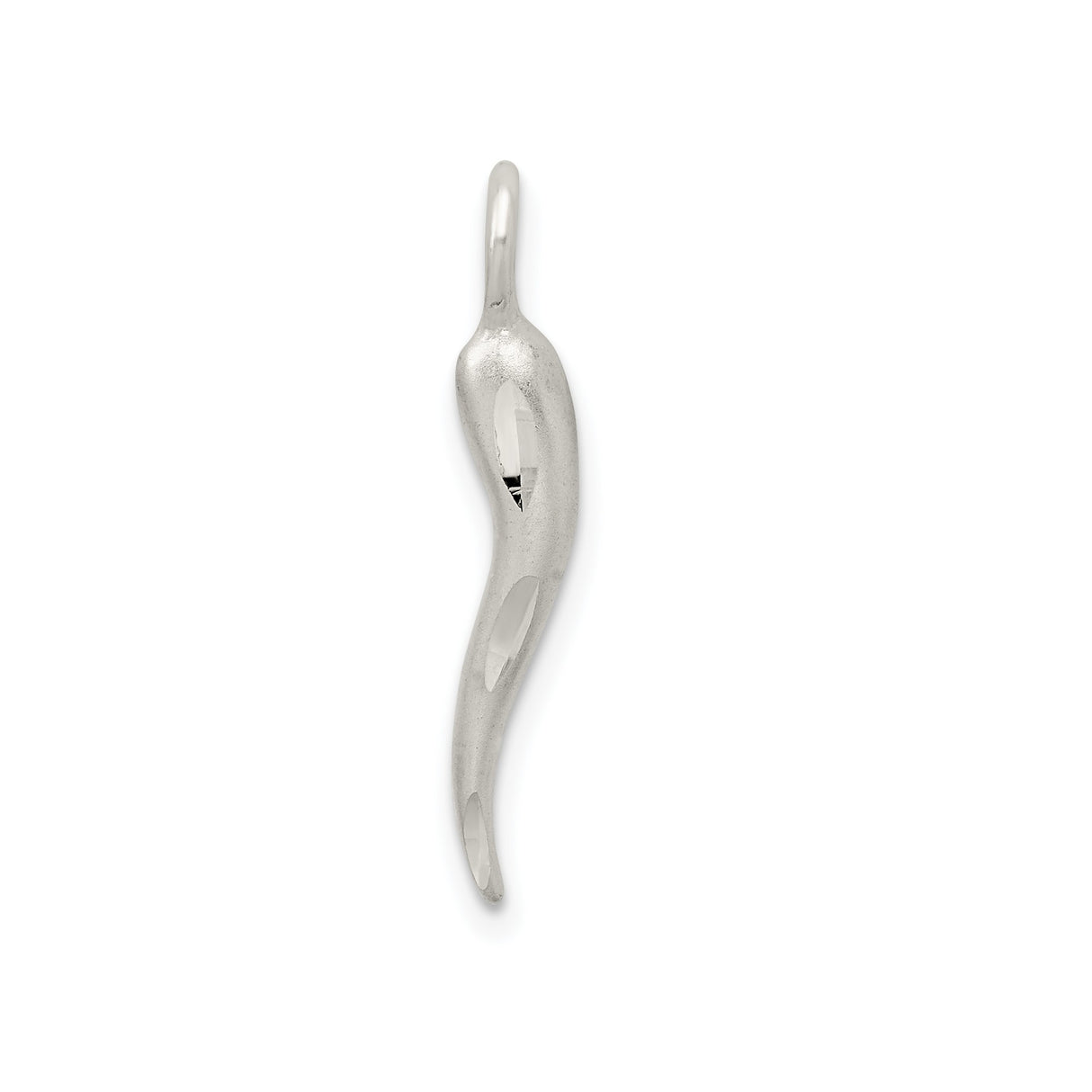 Sterling Silver Italian Horn Pendant, Curved Amulet for Protection and Luck