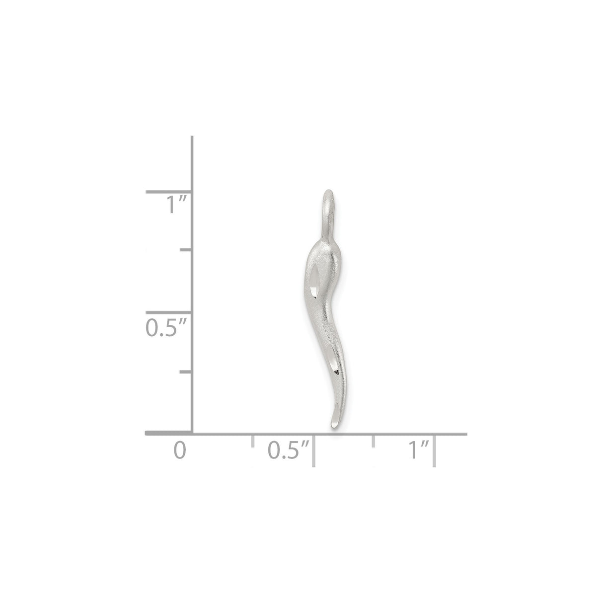 Sterling Silver Italian Horn Pendant, Curved Amulet for Protection and Luck