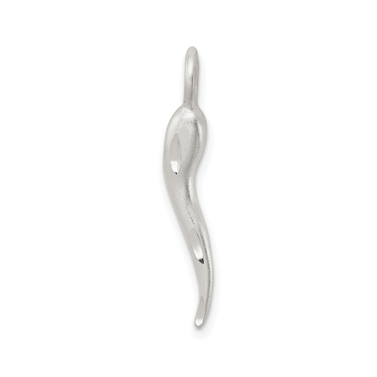 Sterling Silver Italian Horn Pendant, Curved Amulet for Protection and Luck