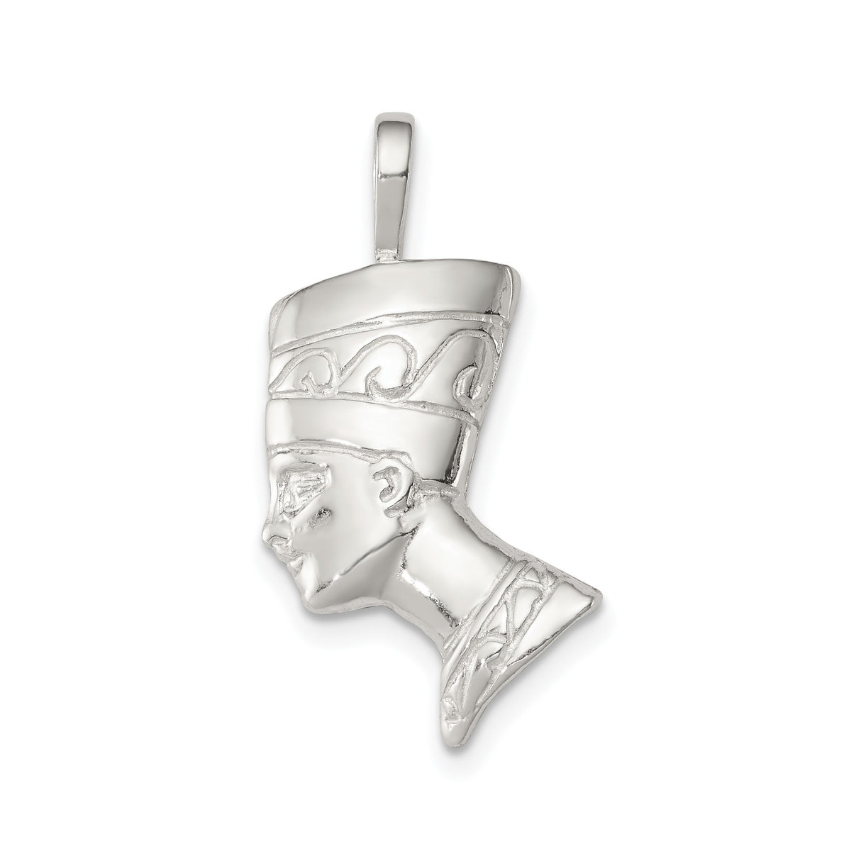 Sterling Silver Nefertiti Pendant with Egyptian Profile Charm, African Heritage Jewelry