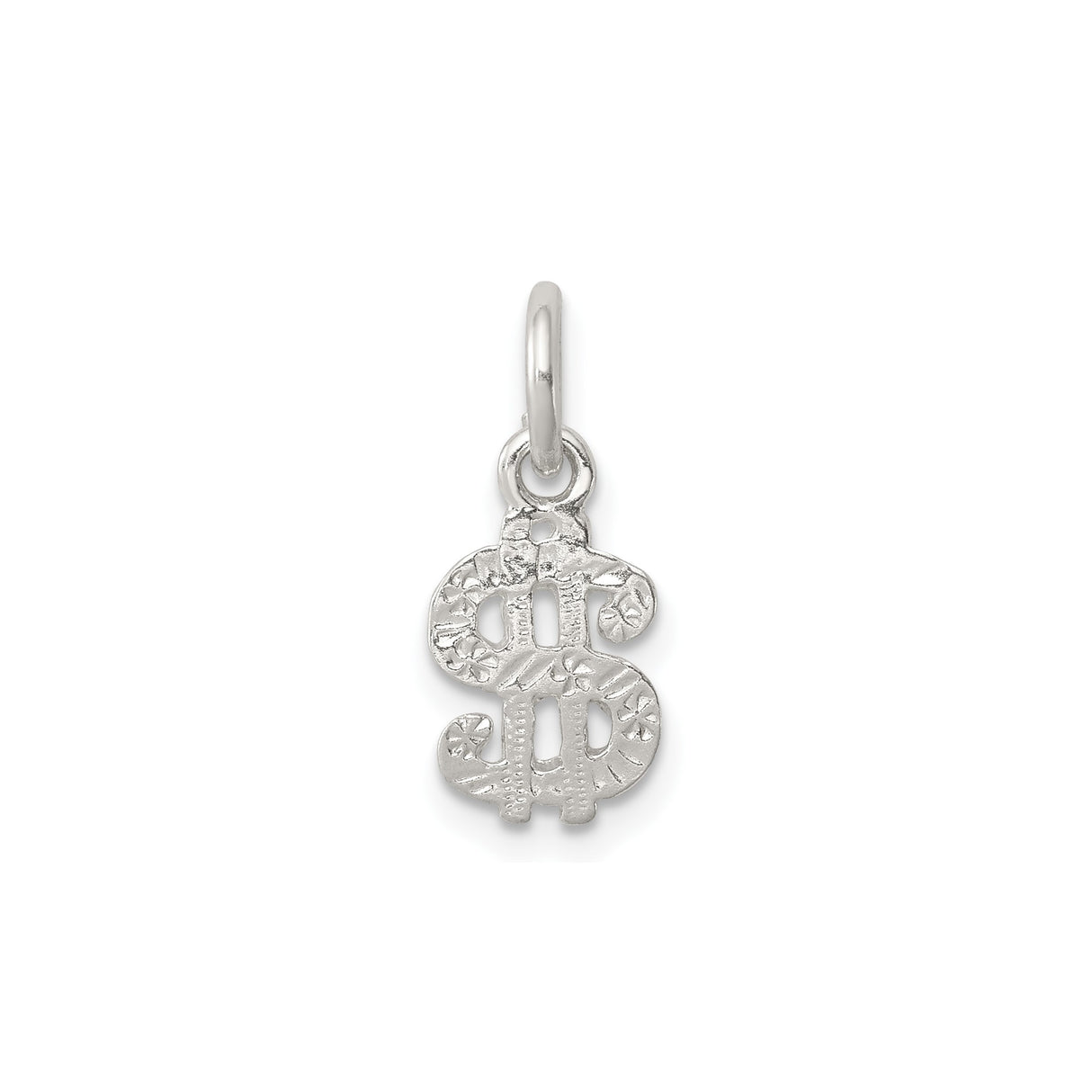 Sterling Silver Dollar Sign Pendant with Stars, Hip Hop Money Charm for Unisex Style