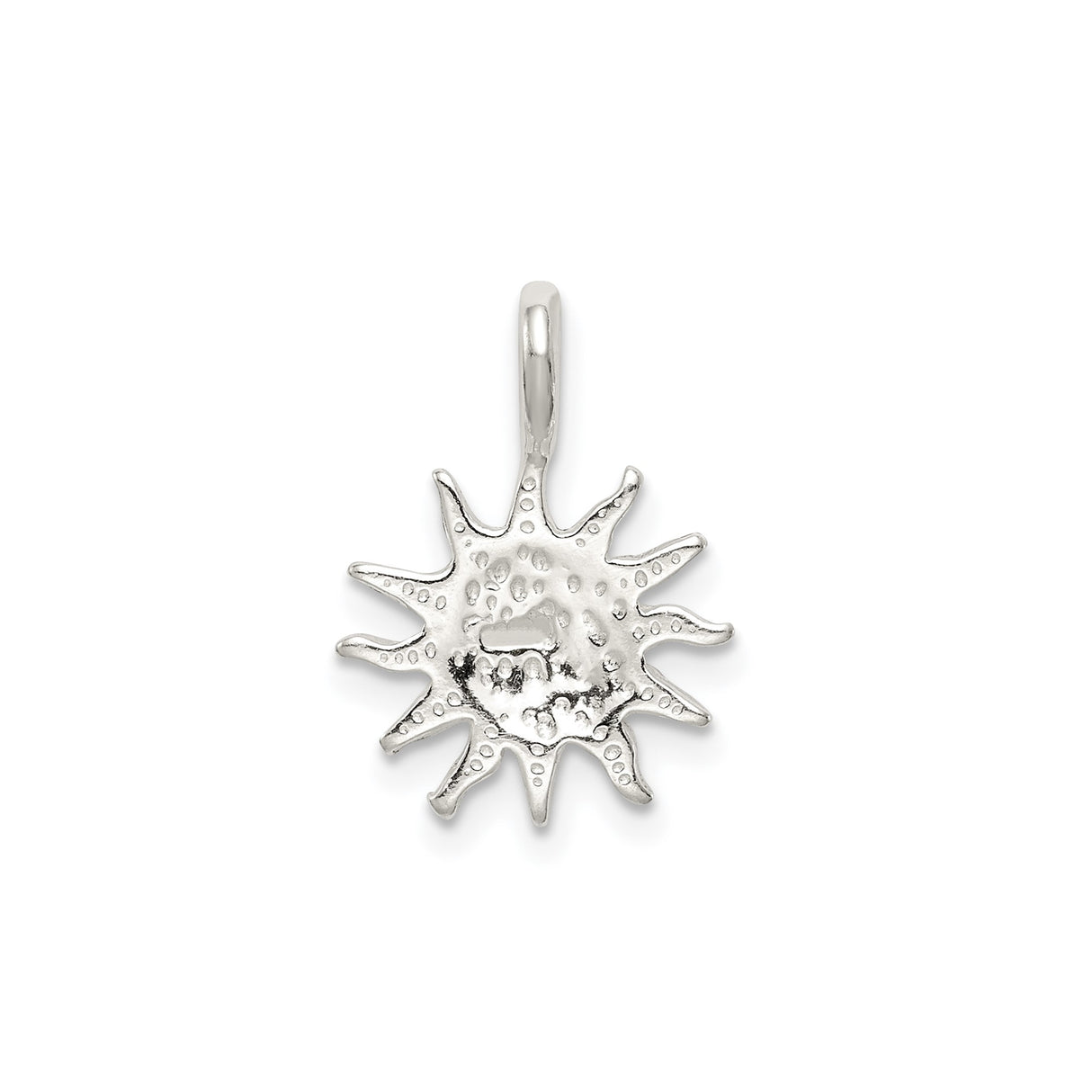 Sterling Silver Sun Face Pendant, Smiling Sun with Stylized Rays, Boho Celestial Charm
