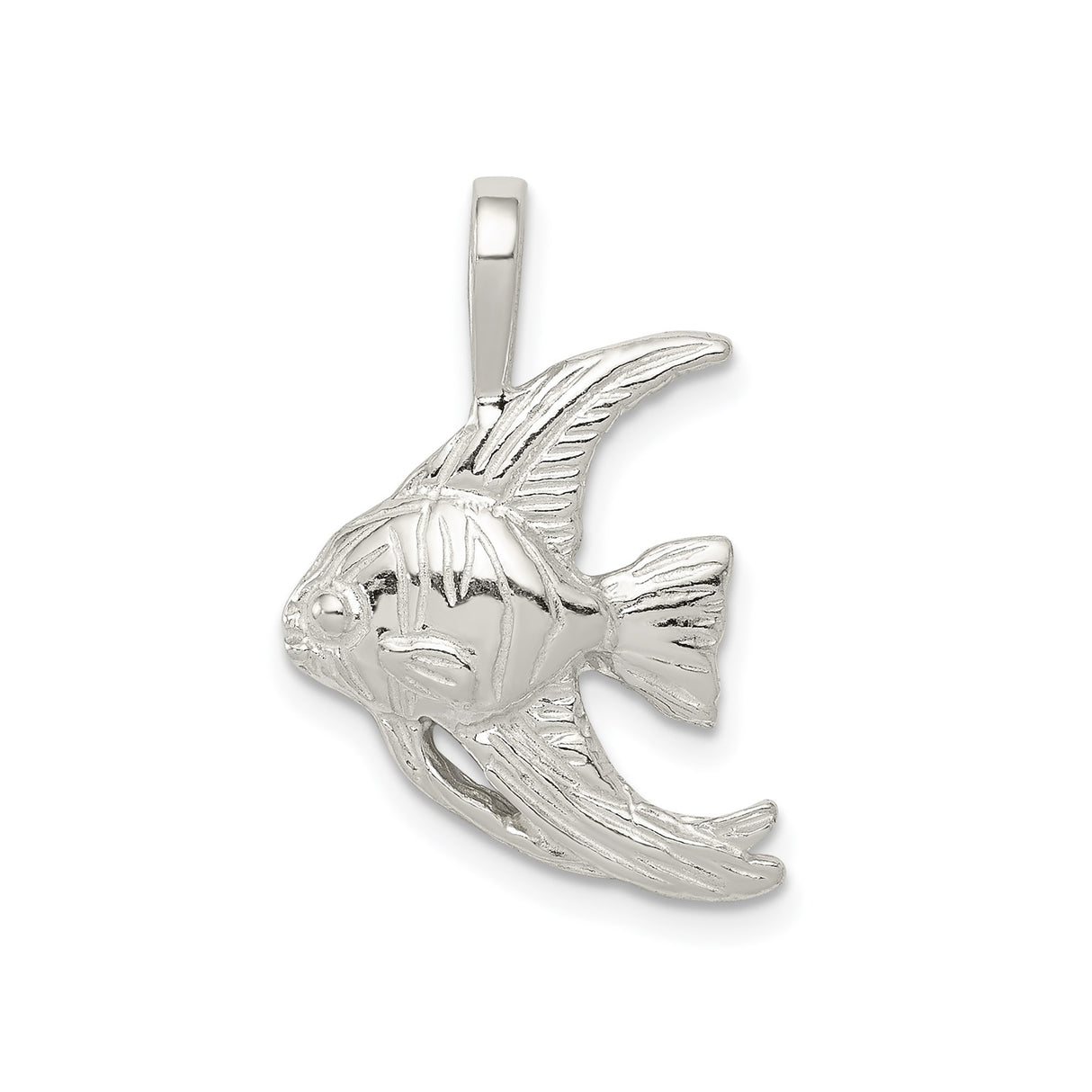 Sterling Silver Tropical Fish Pendant with Detailed Fin and Scale Design