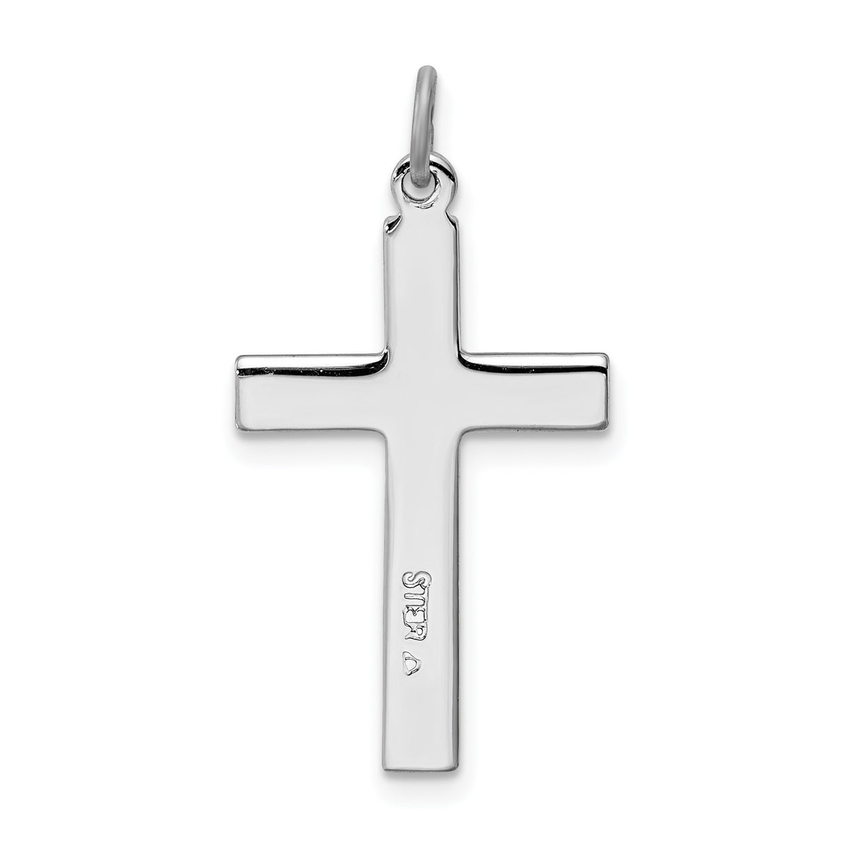 Sterling Silver Cross Pendant with Mirror Polished Finish, Minimalist Religious Charm for Men and Women